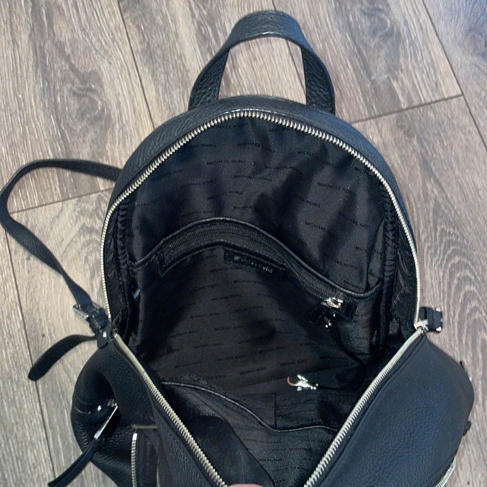 Michael Kors Rhea Black Leather Backpack - Picture 10 of 12